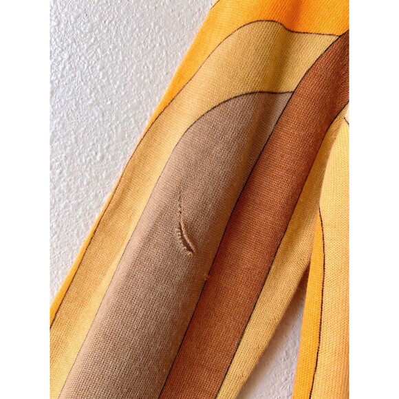 VTG Leonard Paris Geometric Knit Top Large Bergdorf Goodman Yellow Brown AS IS - Picture 6 of 11